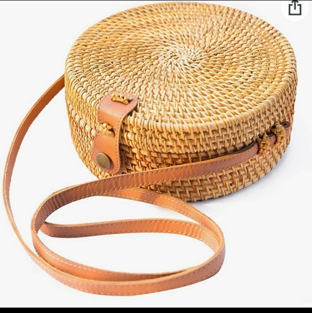 Handwoven Round Rattan Bag - Picture 5 of 6